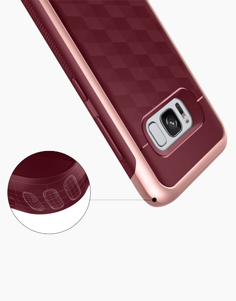 Parallax Series Original From Caseology Geometric Slim Fit Dual Layer Drop Protection For Galaxy S8 Plus - Burgundy