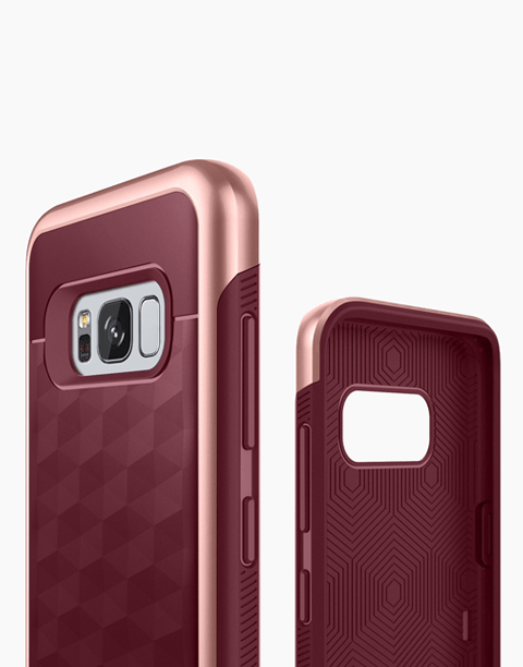 Parallax Series Original From Caseology Geometric Slim Fit Dual Layer Drop Protection For Galaxy S8 Plus - Burgundy