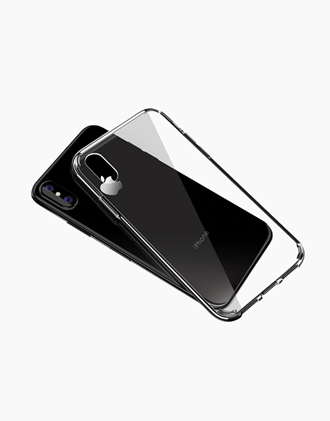 Pure Series By Rock Hard Back Case Bumper For iPhone X - Black Crystal frame