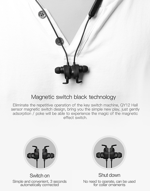 Q12 By QCY Magnetic Switch Sports Headset, IPX4 Waterproof, Aptx stereo Earphones With MIC