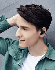 QCY Q31 wireless sports headset with earbuds, built-in microphone, sweatproof IPX4, stereo sound, and adjustable fit.