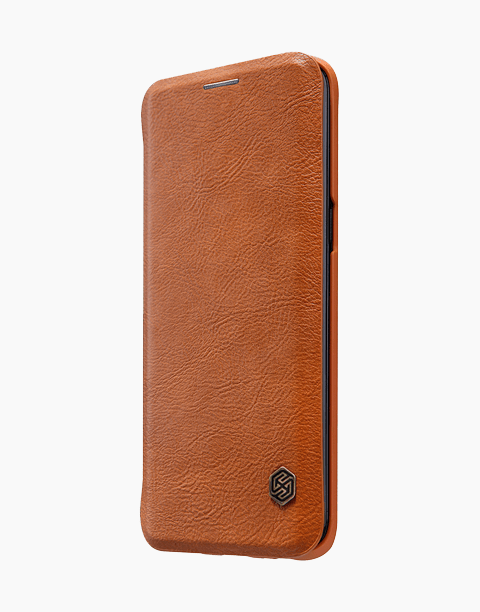 Nillkin Qin Series Slim Flip Leather Wallet Cover Built-in Credit Card Slots For S8 - Brown