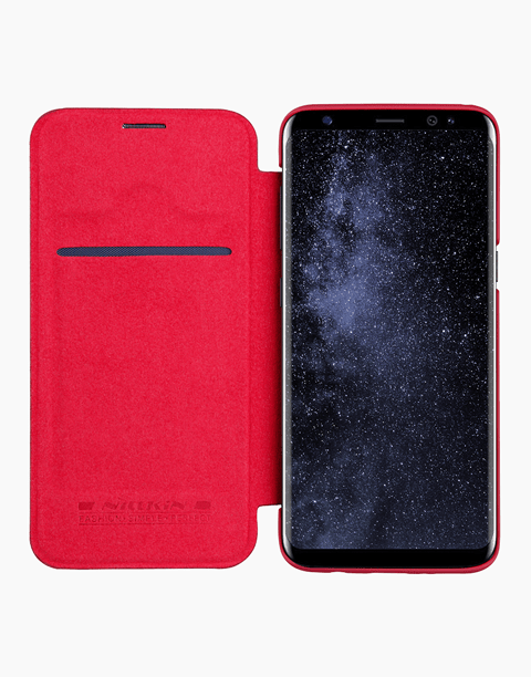 Nillkin Qin Series Slim Flip Leather Wallet Cover Built-in Credit Card Slots For S8 Plus - Red