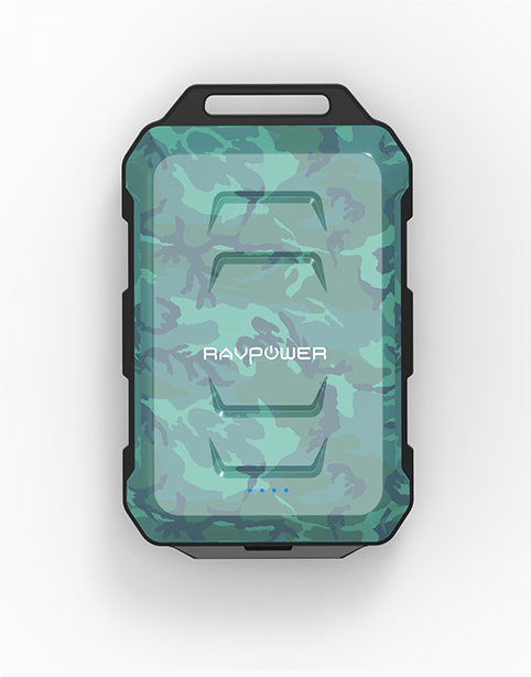 RAVPower 10050mAh Waterproof Dustproof and Shockproof Power Bank Built-in Flashlight Comouflage