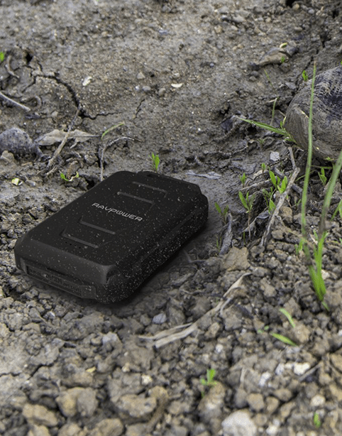 RAVPower 10050mAh Waterproof Dustproof and Shockproof Power Bank Built-in Flashlight Black