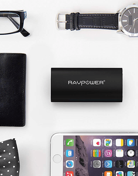 6700mAh Aluminum Power Bank By Ravpower with iSmart Technology | Black