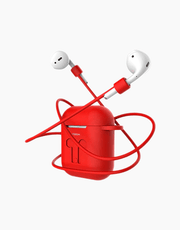 Rock AirPods Silicone Case + Anti Lost Strap, Anti Shocks Red