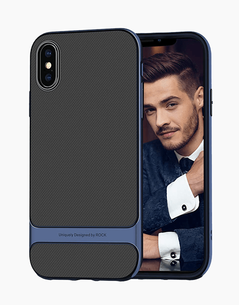 Royce Series By Rock Dual Layer Thin &amp; Slim Shockproof Case for iPhone Xs Max – Navy