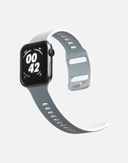 Hitch Apple Watch sport band in black rubber, fits 42mm, 44mm, and 45mm sizes, designed for Apple Watch.