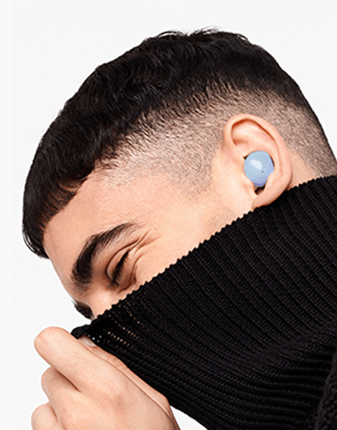 Samsung Galaxy Buds Plus by AKG in blue with charging case, wireless earbuds with in-ear design and compact charging box