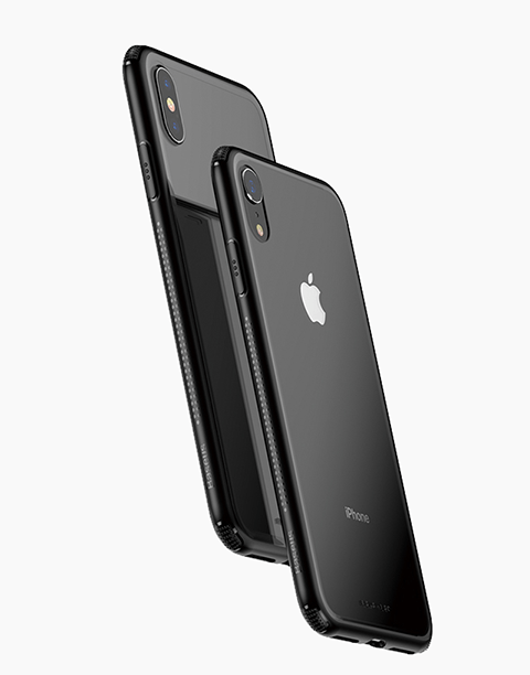See-through By Baseus Glass Back + Bumper Frame iPhone Xs Max Black