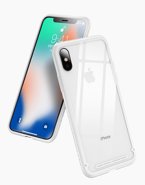 See-through By Baseus Glass Back + Bumper Frame iPhone Xs Max White