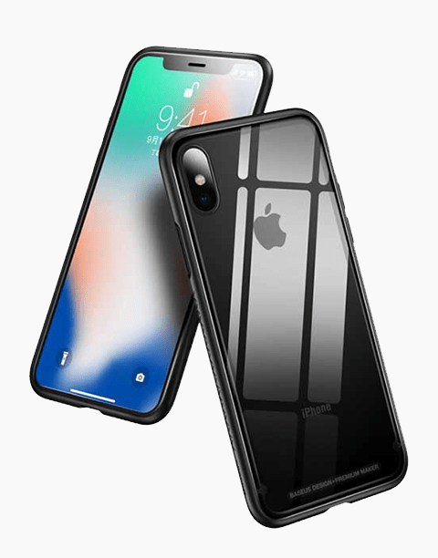 See-through By Baseus Glass Back + Bumper Frame iPhone Xs Max Black