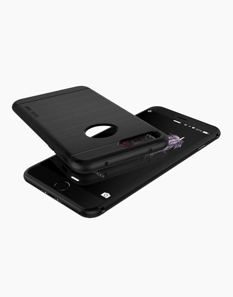 Slim and flexible black case for iPhone 7 Plus by VRS Design, showcasing a sleek design and precise cutouts.