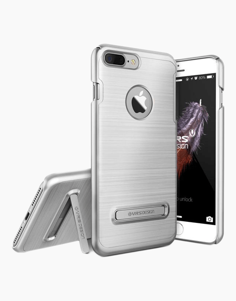 Silver Simpli Lite Series slim iPhone 7 Plus case by VRS Design, showing the sleek, lightweight protective cover on the phone.