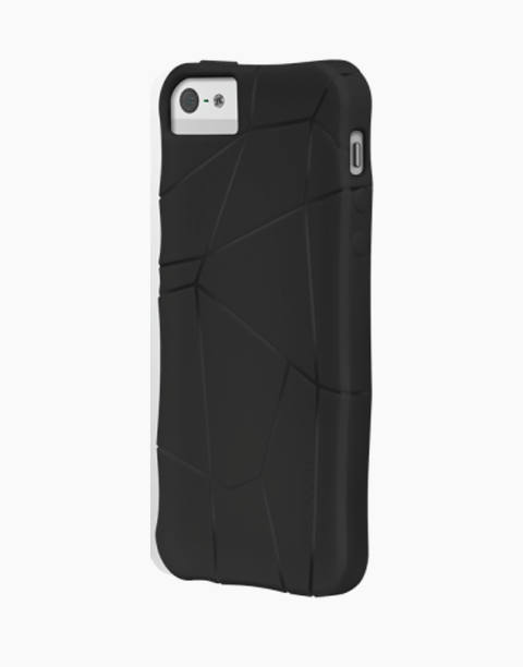 Black Xdoria Stir case for iPhone 5/5s showcasing a sleek design and precise cutouts for buttons and ports.