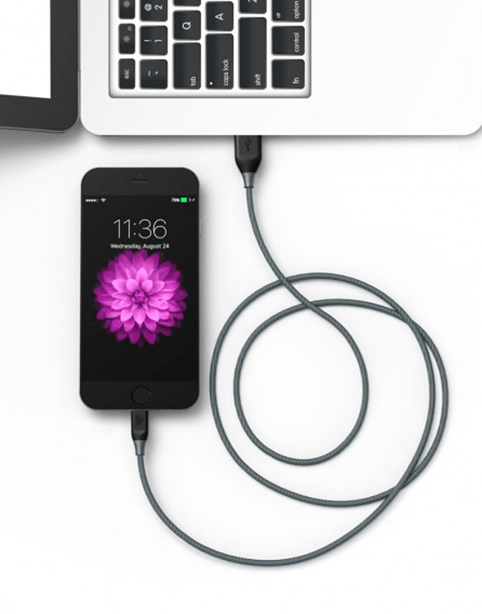 Tronsmart LTA11 MFI Double Braided Nylon 4ft Lightning Cable Gray