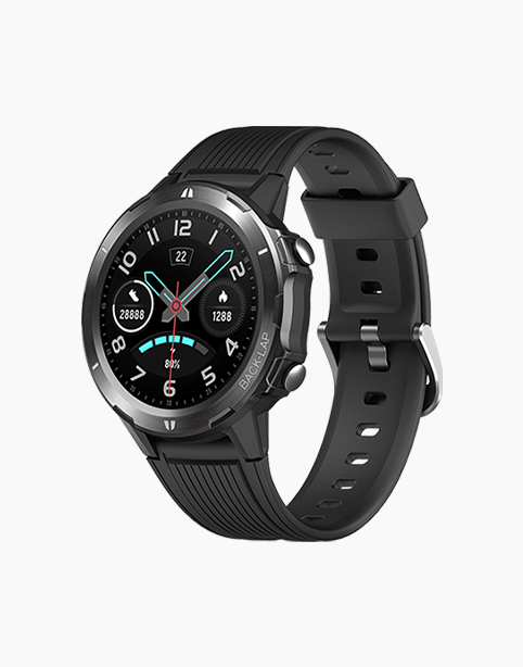 Black UMIDIGI Uwatch GT smartwatch with full touch display, waterproof up to 50m, showcasing 12 sport modes.