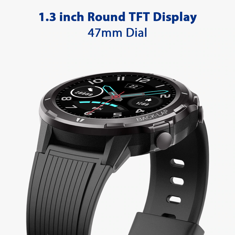 UMIDIGI Uwatch GT black smartwatch with full touch display, 50m waterproof, and 12 sport modes visible in the image.