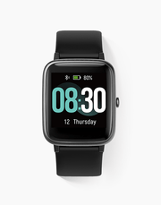 UMIDIGI Uwatch 3 Smartwatch in black with full touch display, waterproof up to 50m, showing sports mode icons on screen.
