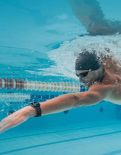 UMIDIGI Uwatch 3 full touch waterproof smartwatch in black with 9 sport modes, displayed with a sleek design and digital interface.