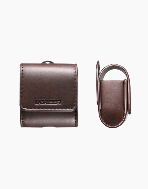 Ugreen AirPods Magnetic Leather Case With Pothook Brown