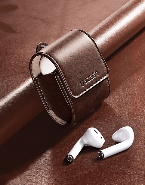 Ugreen AirPods Magnetic Leather Case With Pothook Brown