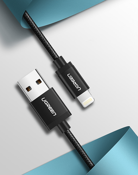 Nylon Braid Anti Cut MFI Certified Lightning Cable By Ugreen Black