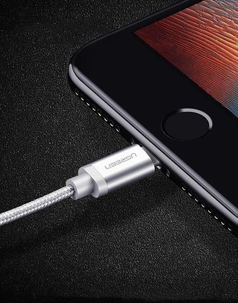 Nylon Braid Anti Cut MFI Certified Lightning Cable By Ugreen Silver