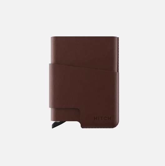 HITCH CUT-OUT Cardholder - RFID Block Featured - Handmade Natural Genuine Leather - Coffee Brown