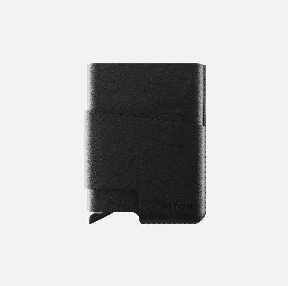 HITCH CUT-OUT Cardholder - RFID Block Featured - Handmade Natural Genuine Leather - Black