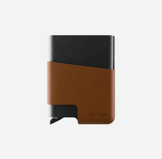 HITCH CUT-OUT Cardholder - RFID Block Featured - Handmade Natural Genuine Leather - Black/Havan
