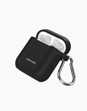 Usams AirPods Silicone Case + Anti Lost Strap + hook, Anti Shocks Black