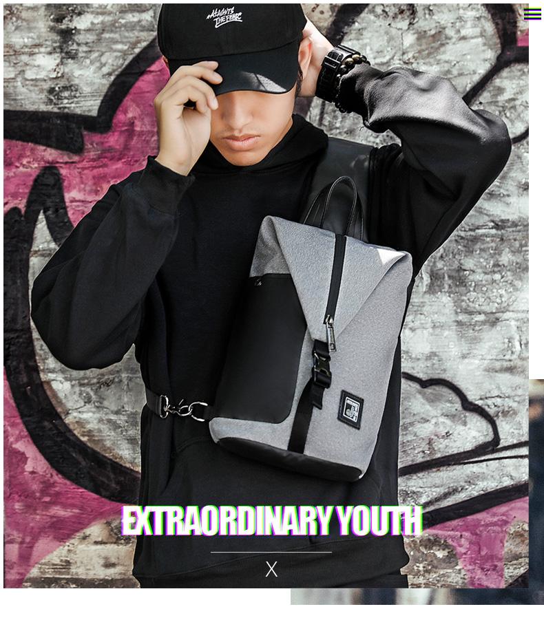 ARCTIC HUNTER XB00061- Crossbody Waterproof Men Chest Bag Gray