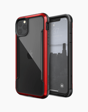 Red XDoria Defense Shield case for iPhone 11 Pro with anti-shock protection up to 3 meters, durable phone protection.
