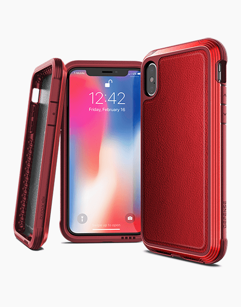 Defense Lux Leather By X-Doria For iPhone Xs | X Anti Shocks Case Up To 3M Red