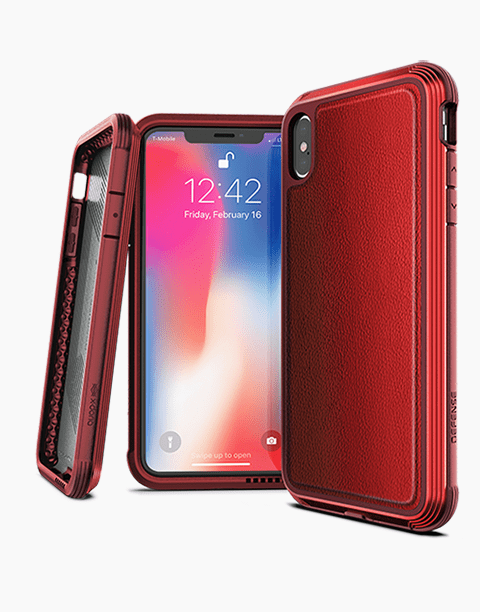 Defense Lux Leather By X-Doria For iPhone Xs Max Anti Shocks Case Up To 3M Red