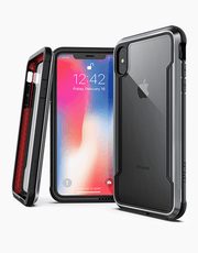 Black X-Doria Defense Shield case for iPhone Xs Max, rugged anti-shock protection up to 3 meters, designed by Smartkoshk.