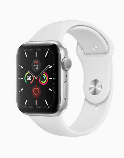 Apple Watch Series 5 GPS 44mm Silver Aluminum Body With White Band