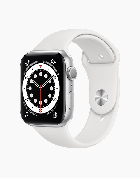 Apple Watch Series 6 GPS Size 44m Silver Body & White Strap