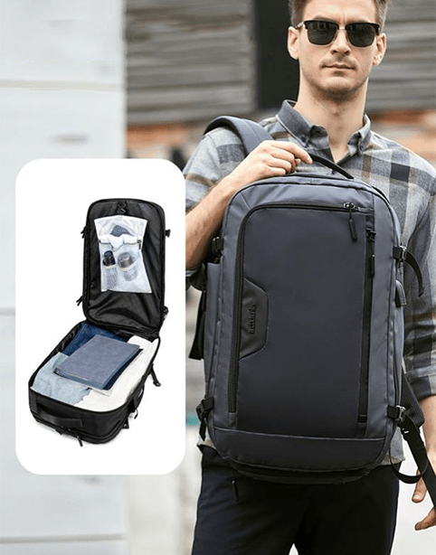ARCTIC HUNTER B00187 BACKPACK 15.6inch -usb &amp; aux ports - Black/gray