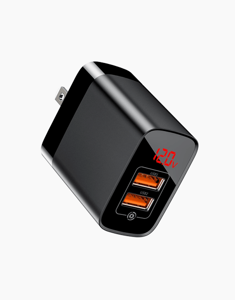 Baseus Mirror Lake Dual QC Digital Display quick Charger A+A Black