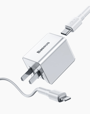 Baseus Traveler PD quick charger suit + Type-C to IP 1M Cable White