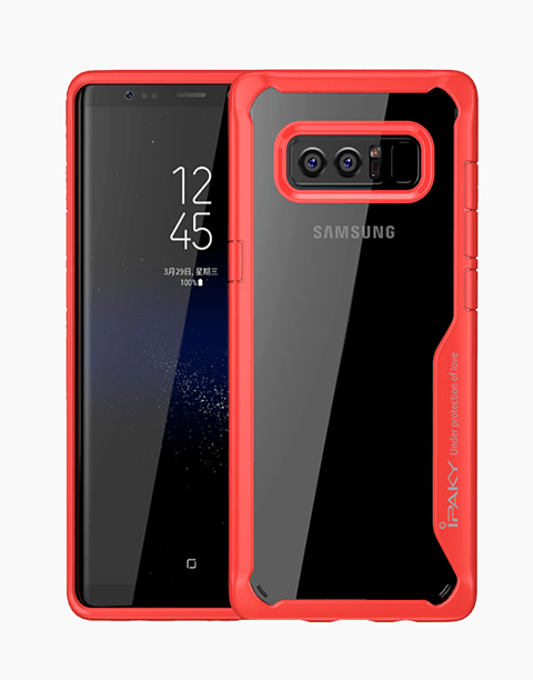 Bumper TPU By iPaky Transparent Protective Case For Note 8 – Red