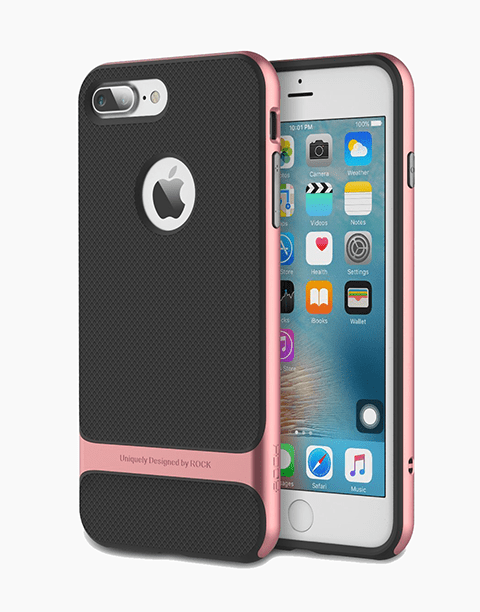 Royce Series By Rock Dual Layer Thin & Slim Shockproof Case for iPhone 7 Plus - Black/Rose