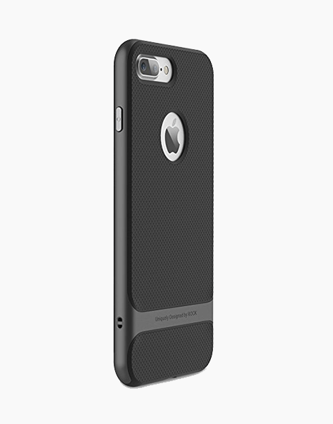 Royce Series By Rock Dual Layer Thin & Slim Shockproof Case for iPhone 7 Plus - Black/Gray