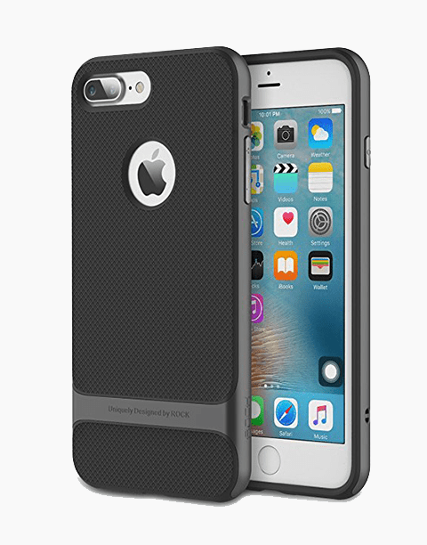 Royce Series By Rock Dual Layer Thin & Slim Shockproof Case for iPhone 7 Plus - Black/Gray