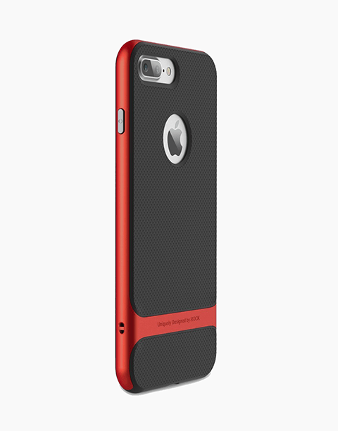 Royce Series By Rock Dual Layer Thin & Slim Shockproof Case for iPhone 7 Plus - Black/Red