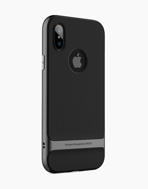 Royce Series By Rock Dual Layer Thin &amp; Slim Shockproof Case for iPhone X - Black/Gray