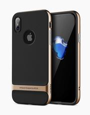 Royce Series By Rock Dual Layer Thin & Slim Shockproof Case for iPhone X - Black/Gold